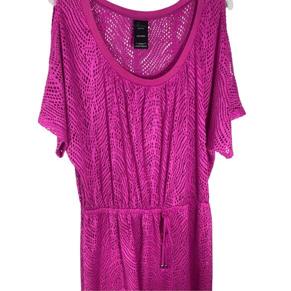 Catalina Large Women's Crochet Resortwear Cruise Boho Hot Pink Swim Cover Up - Picture 2 of 6